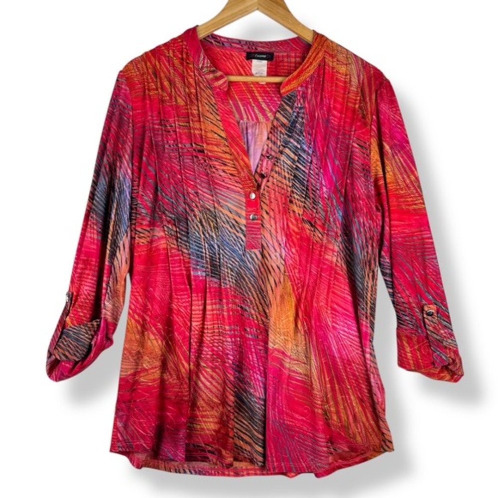 Y2K Cocomo Textured Abstract Tunic Top Size Medium Artsy Festival Boho Colorful